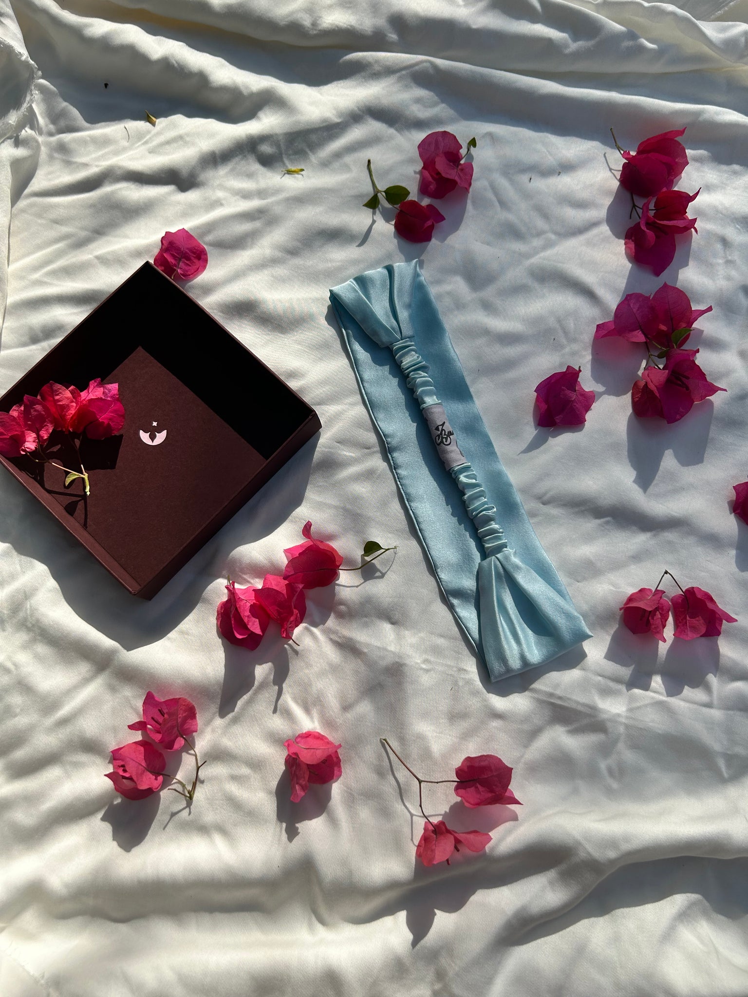 Organic Ahimsa Peace Silk Hair Band- Turquoise Ice