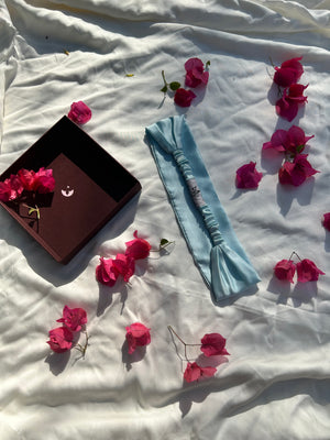 Organic Ahimsa Peace Silk Hair Band- Turquoise Ice