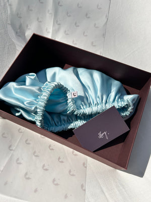 Organic Ahimsa Silk Hair Bonnet: Turquoise Ice
