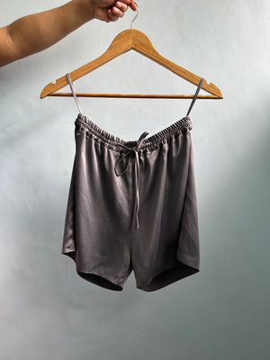Siro Silk Shorts - Botanical Obsidian Grey