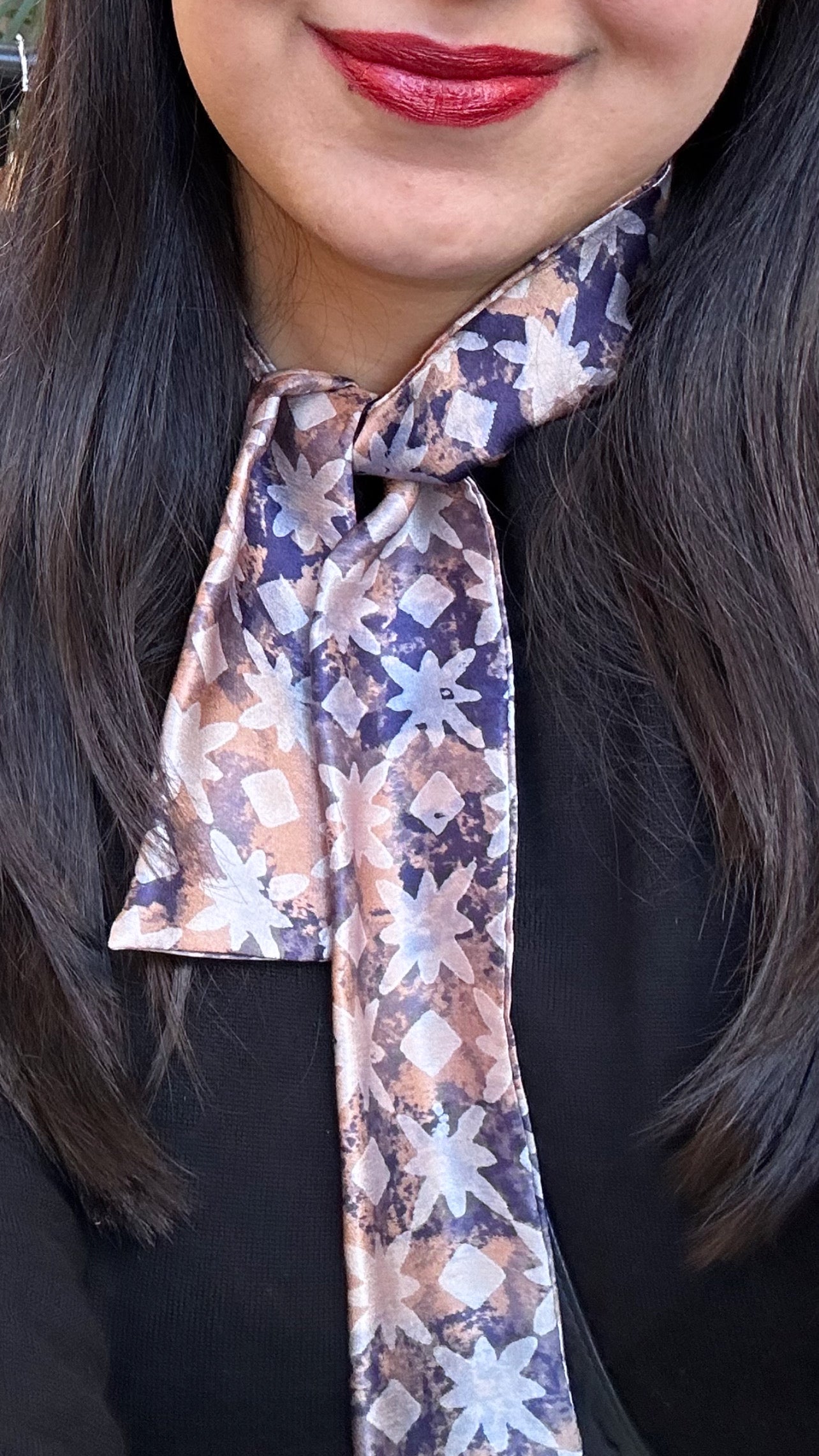 The Tilly Silk Neck Bow Hair Ribbon/ Handbag Scarf Helios Print