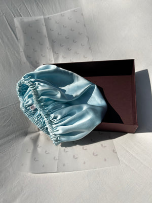 Organic Ahimsa Silk Hair Bonnet: Turquoise Ice