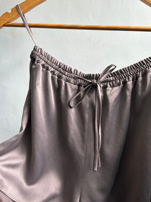 Siro Silk Shorts - Botanical Obsidian Grey