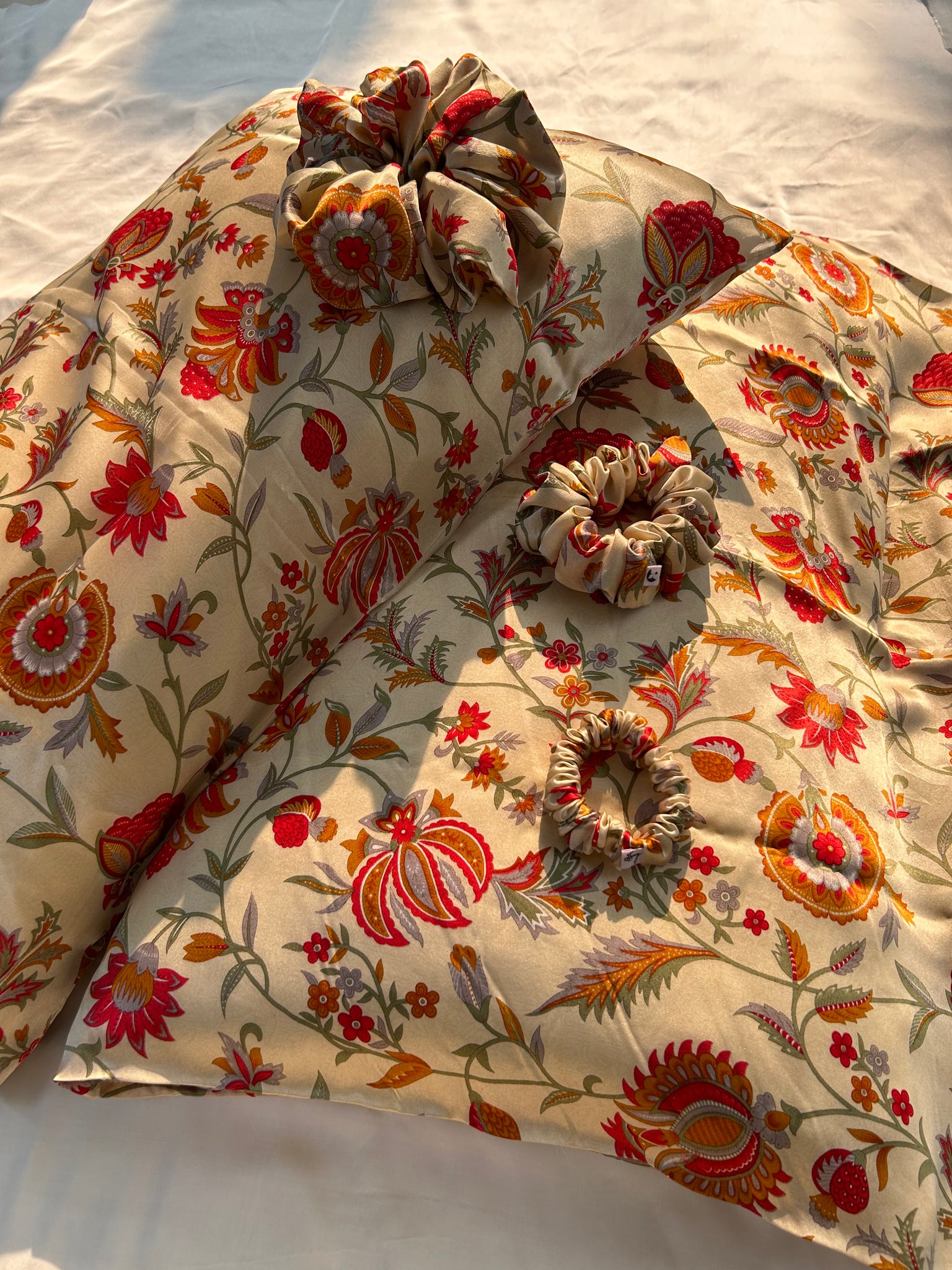Organic Silk Pillowcase - Amritavarshini Print