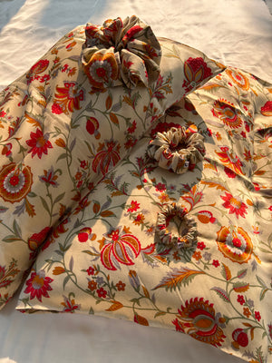 Organic Silk Pillowcase - Amritavarshini Print