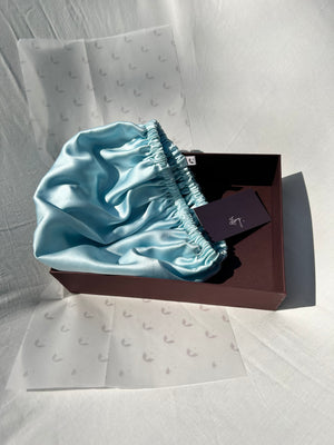 Organic Ahimsa Silk Hair Bonnet: Turquoise Ice