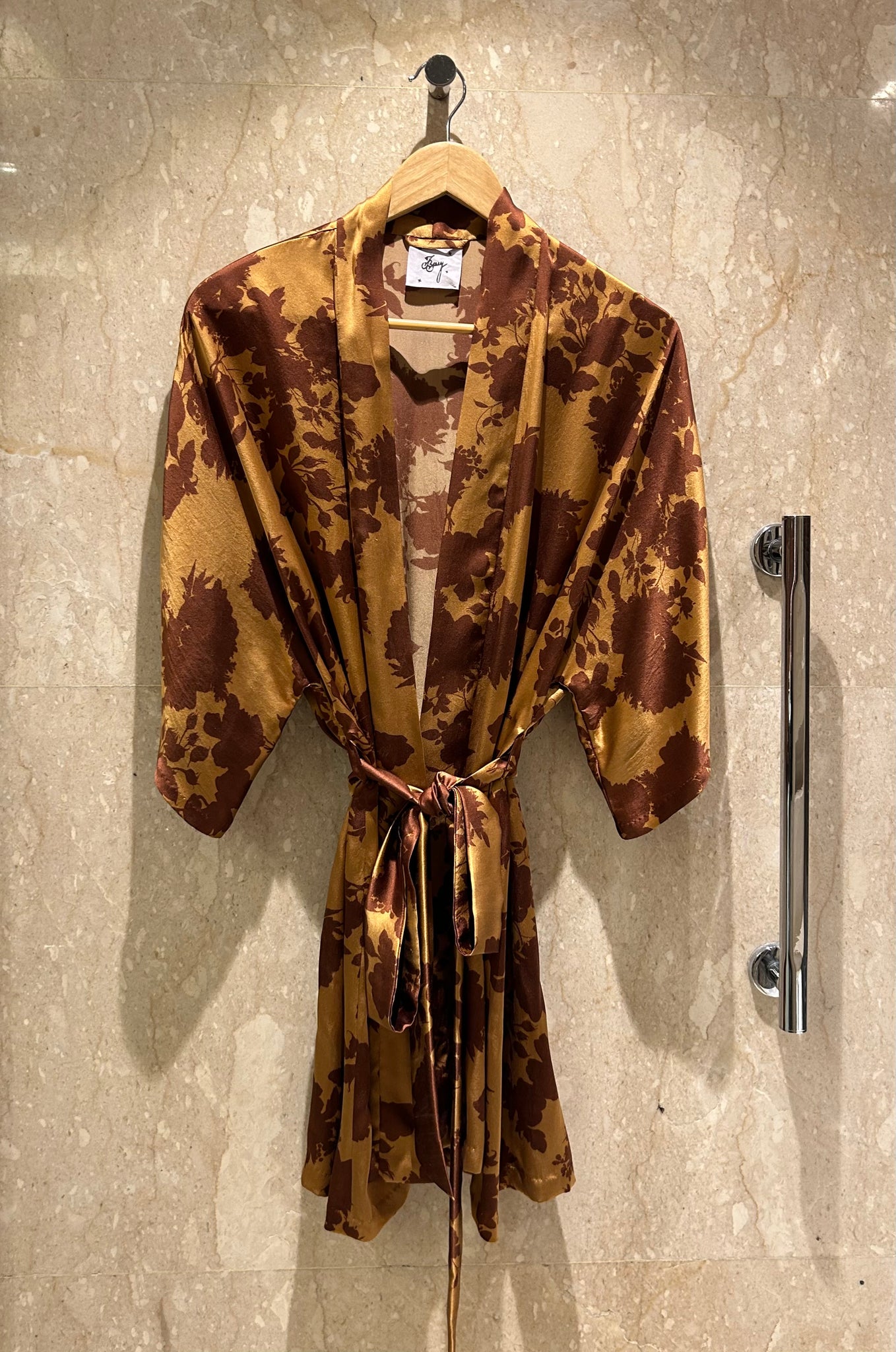 Dream About Me Short Silk Robe: Smoked Cacao Caramel