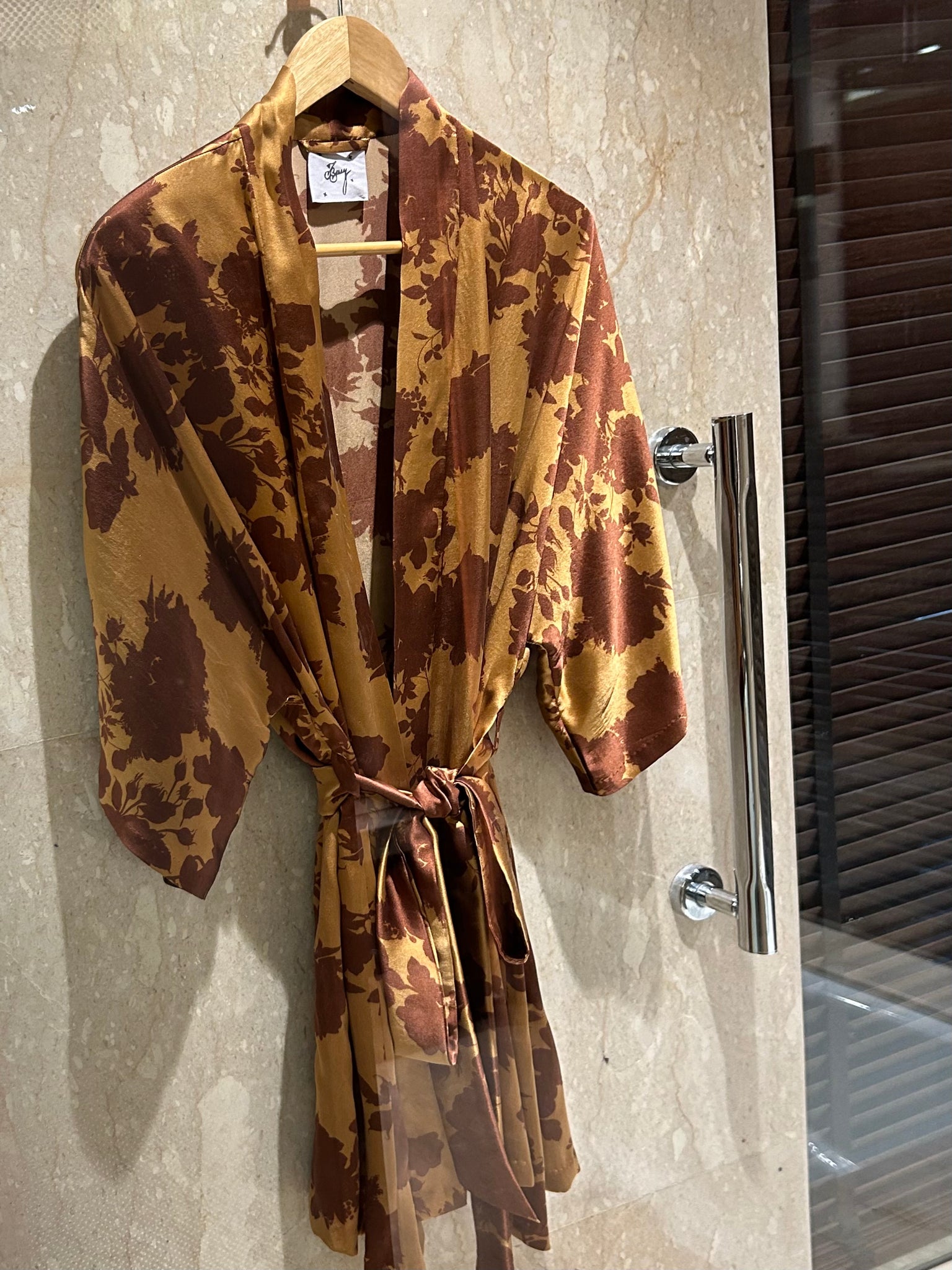 Dream About Me Short Silk Robe: Smoked Cacao Caramel