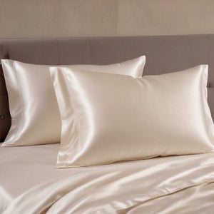 The Decadent Beauty Sleep Set: Natural Ivoire Perlé Organic Ahimsa Peace Silk Bedsheet and Pillowcases