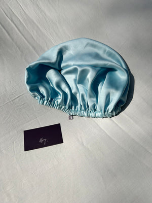 Organic Ahimsa Silk Hair Bonnet: Turquoise Ice