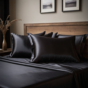 Ebony Noir Organic Peace Silk Pillowcases (Set of 2)