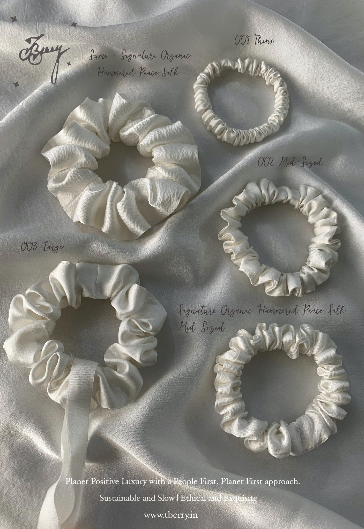 Organic Peace Silk Scrunchies- 001 Thins (Set of 6)
